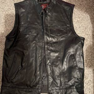 Black leather vest Motorcycle club style